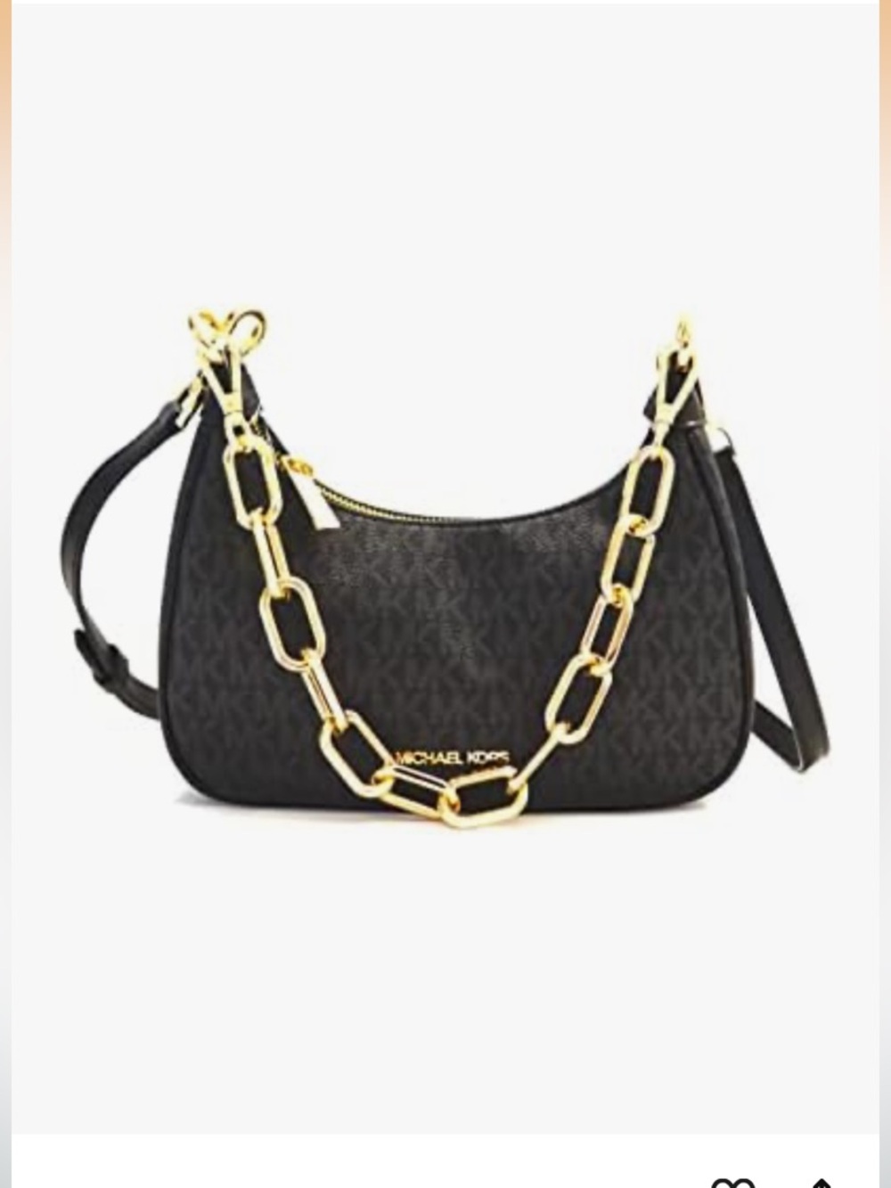Michael Kors Cora Small Zip Pouchette Crossbody Bag Purse Handbag, Black